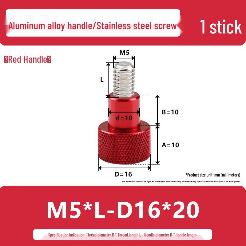 M5 Knurled Set Screw with Adjustable Gauge Bolt and Aluminum Alloy Handle, Stainless Steel Hand-Tightening Screw