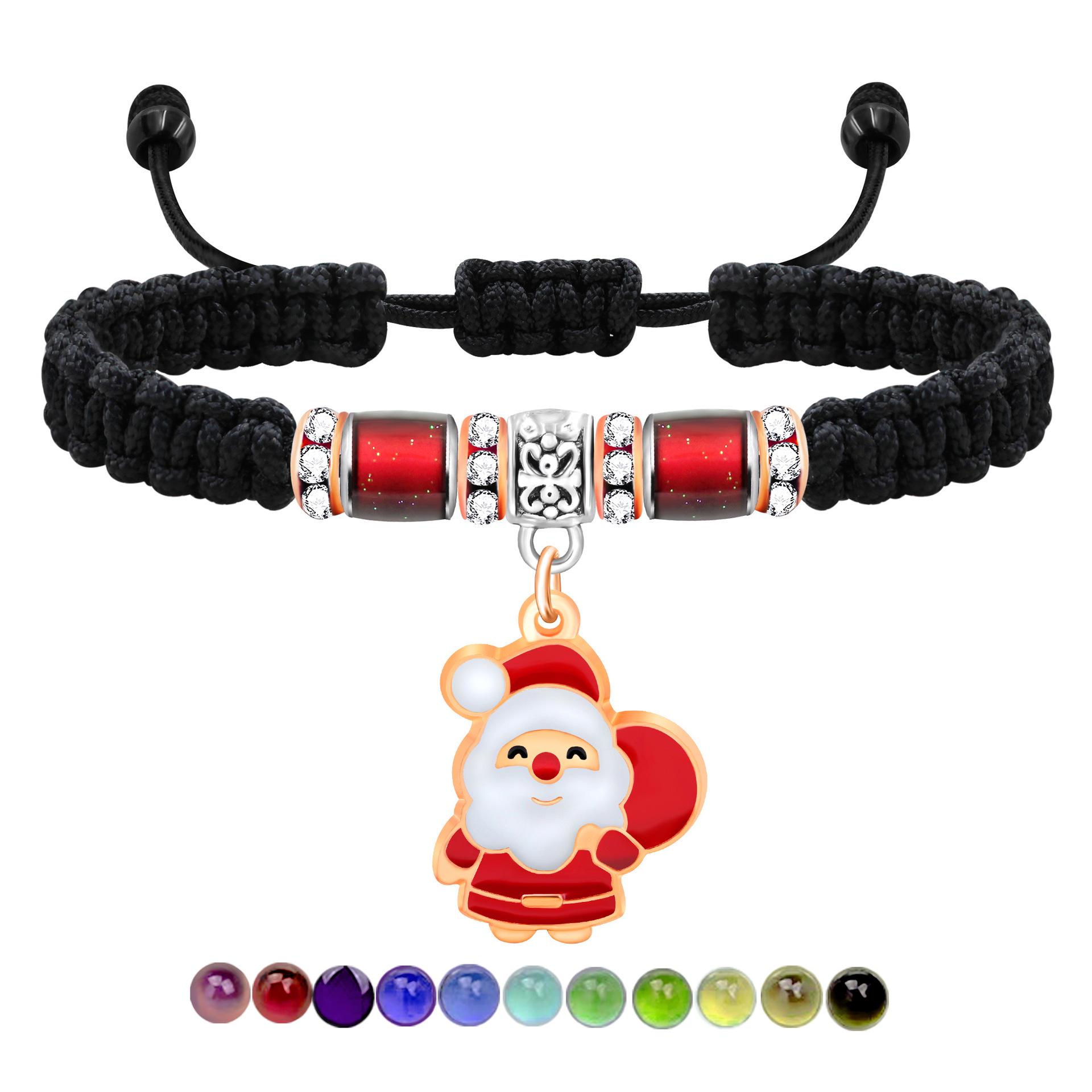 

Браслет Санты, меняющий цвет в зависимости от температуры, со съемными бусинами чёрный