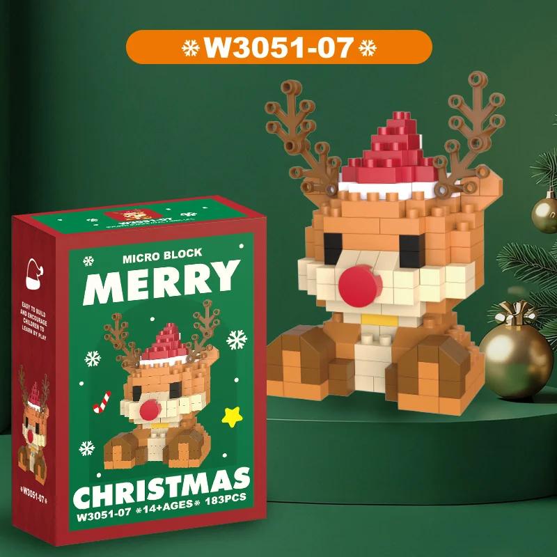 Vánoční dárky Stavebnice Série Santa Claus Sob Puzzle Sestavovací kostky Stolní dekorace Hračky pro dítě Vánoční dárek