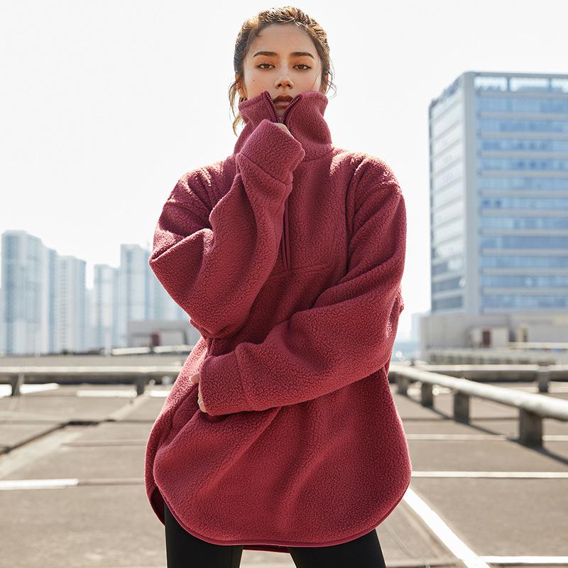 

KELICOPY Пуловер из искусственной овечьей шерсти на молнии до середины: Спортивный флис с высоким воротником для осени/зимы L