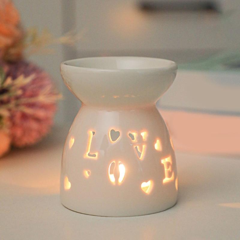 Ceramics Candle Wax Warmer Hollowed Essential Oil Burners Incenses Holder Scented Diffuser for Meditations Enthusiasts
