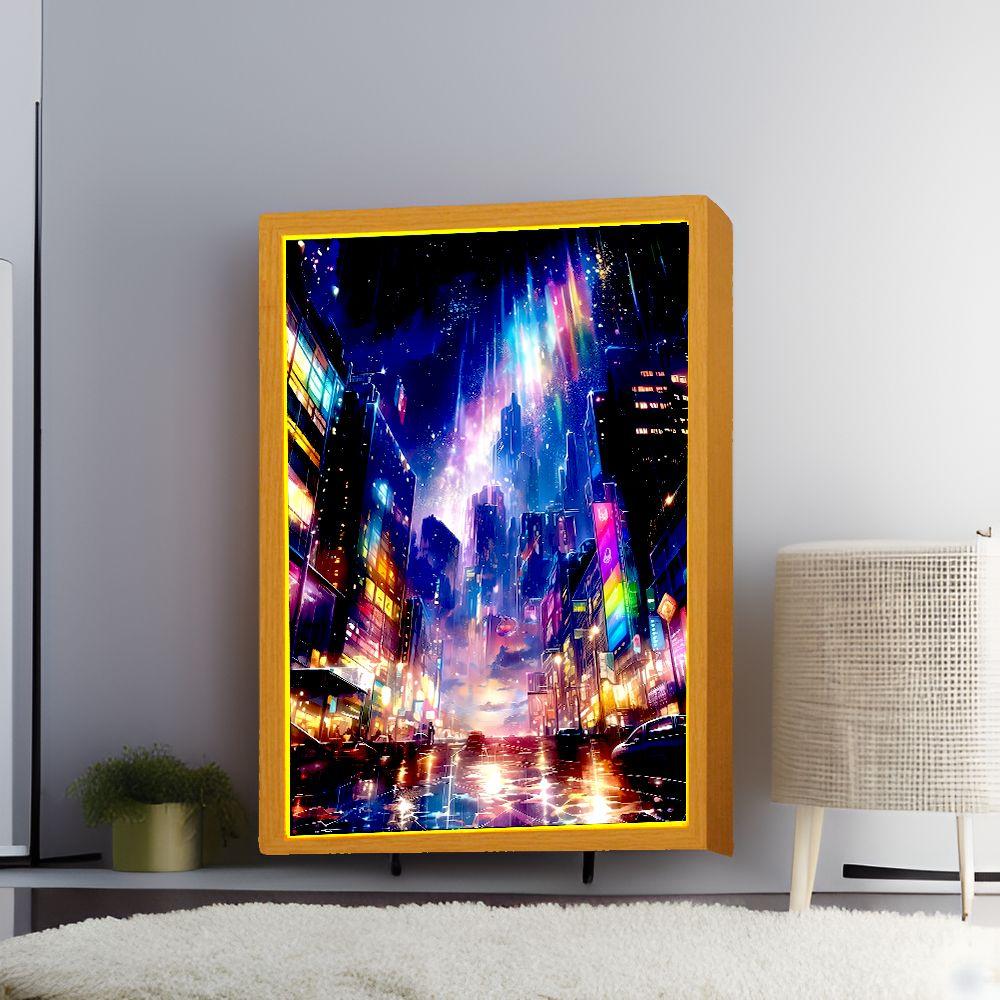 Beautiful City Light Painting Photo Frame Led Night Light Art Wall Lamps Bedside Table Room Home Decorate Friend Gifts Moon Lamp