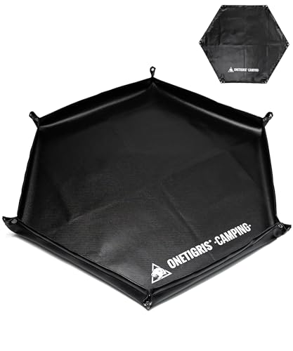 OneTigris Bonfire Sheet, Freestanding Flame-Retardant Hexagonal Spatter Sheet with Double-Sided Silicone Coating, Non-Irritating, Extra Thick, Ground