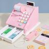 Supermarket Wooden Cash Register Playset Realistic Features Storage Box For Kids