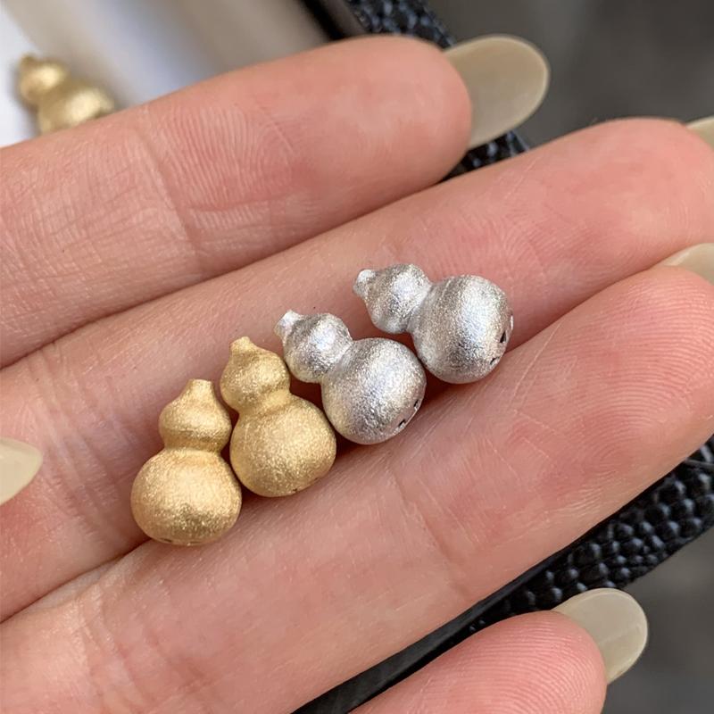 Lucky Fu Lu S925 Sterling Silver Matte Gourd Spacer Beads Gold Plated Yellow White for Diy Pearl Necklace Bracelet золотой