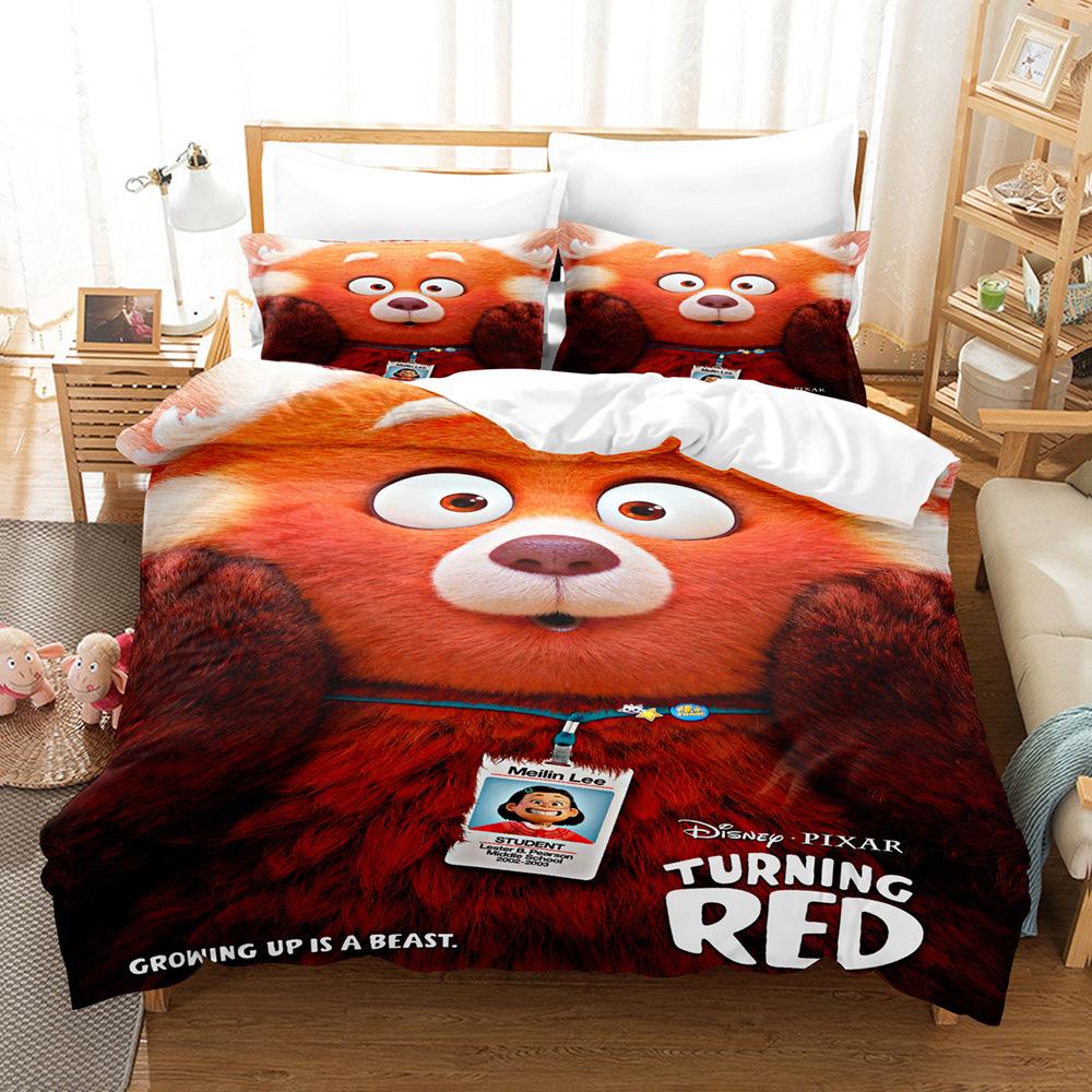 Cute Printed Three-Piece 3D Digital Printed Quilt Cover Pillowcase