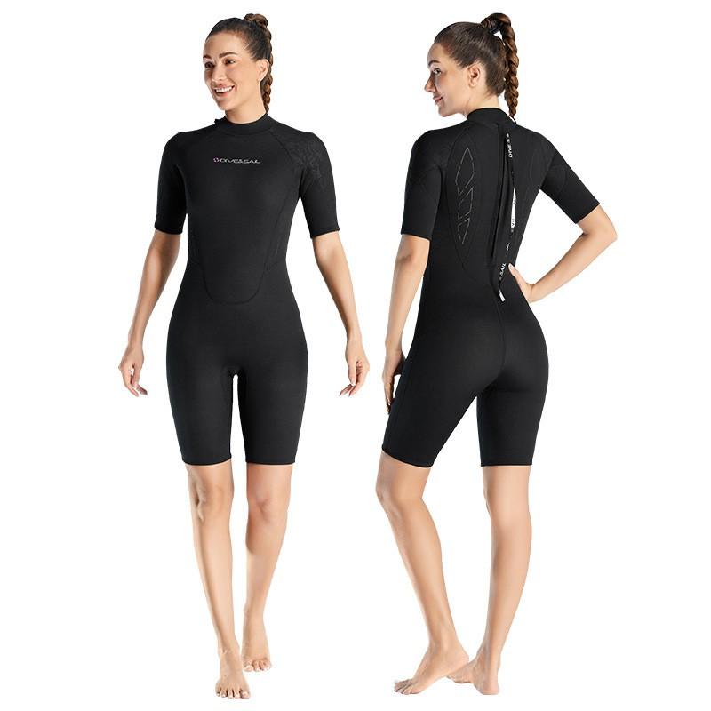 Costum de neopren scurt cu mânecă scurtă de 3 mm pentru femei, pentru snorkeling, surfing, scufundări, înot de iarnă, protecție termică