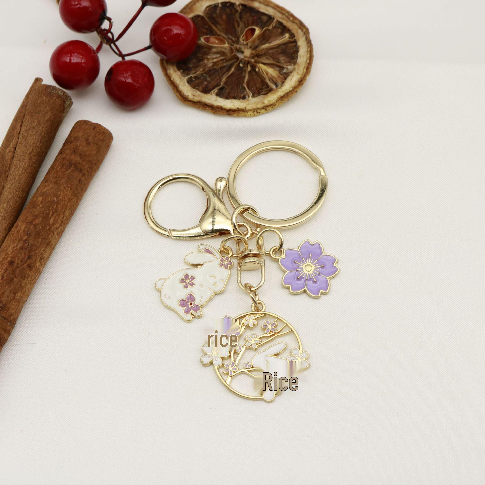 Cute Rabbit Cartoon Metal Keychain Pendant - DIY Bag Charm Gift золотой