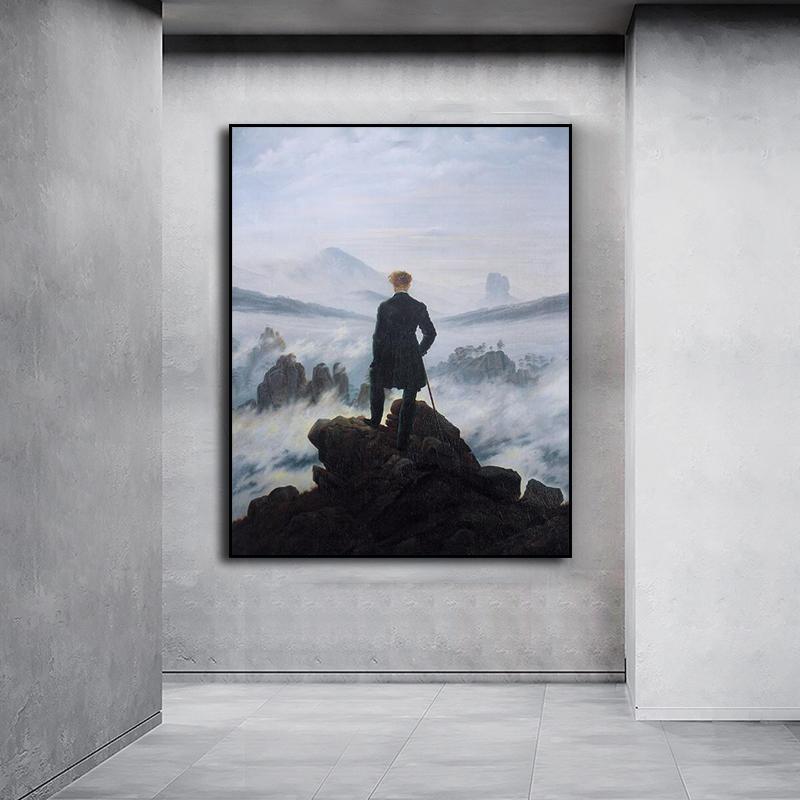 

Странник над морем тумана Знаменитые картины Холст Живопись Искусство Плакаты и гравюры Настенные картины Cuadros для гостиной