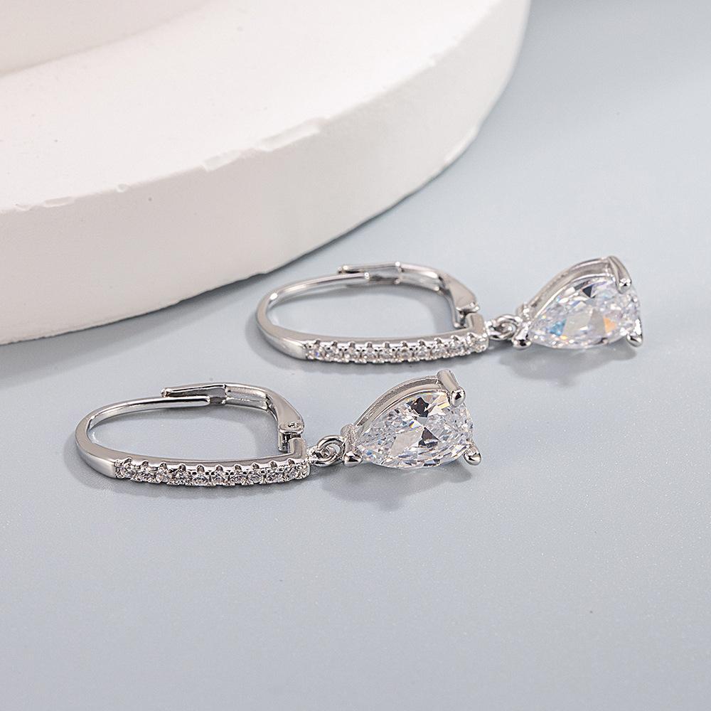 Neue 925 Sterling Silber Glänzende Zirkon Ohrringe Damen Kreis Runde Ohrringe Modisch Elegant Zirkon Geburtstagsfeier Geschenke