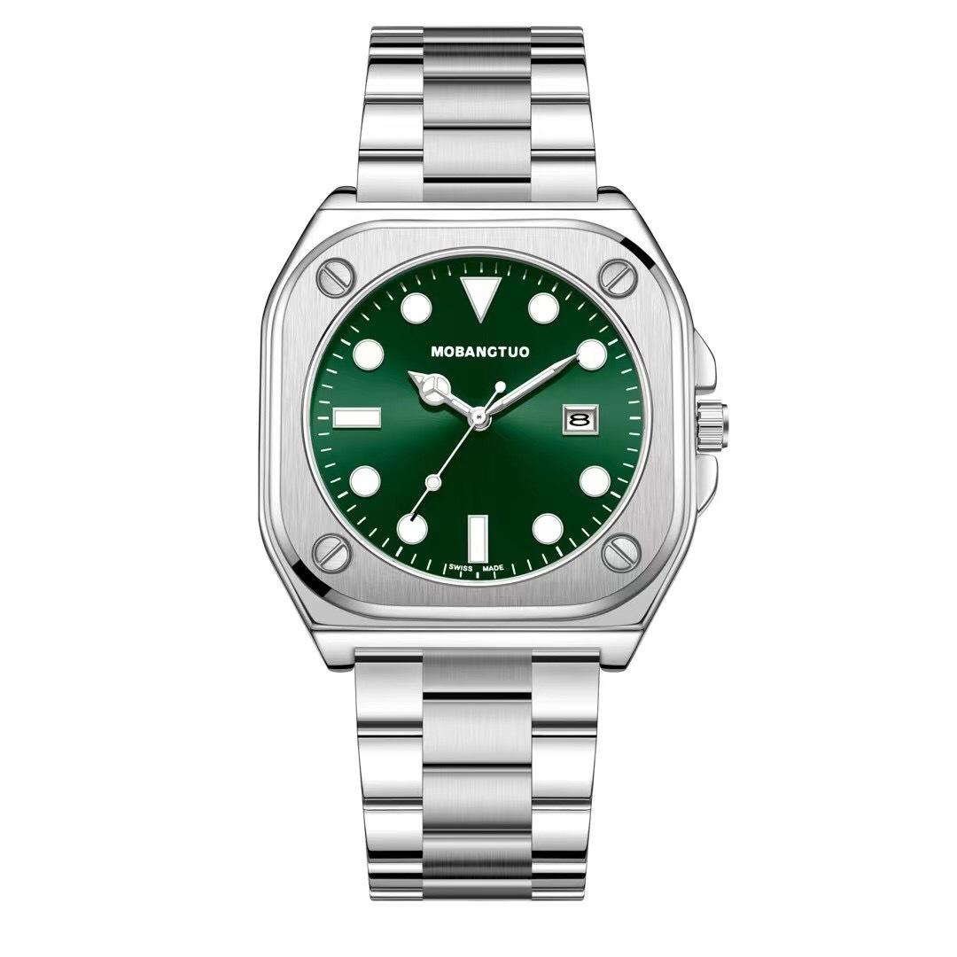 Square Steel Strap Ladies Watch Large Dial Classic Calendar Luminous Watch Watc Men