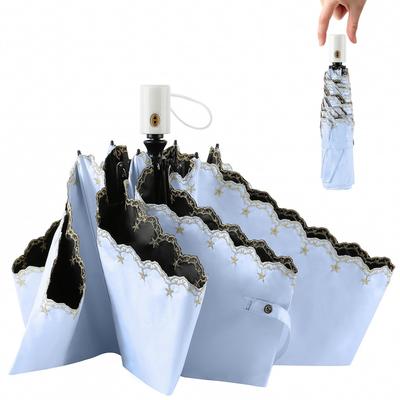 Folding UV Automatic Opening and Light Heat Folding For Both Sun and UV 6 Windproof and Water Star Pattern Day Gift Umbrella, Durable, Lightweight,