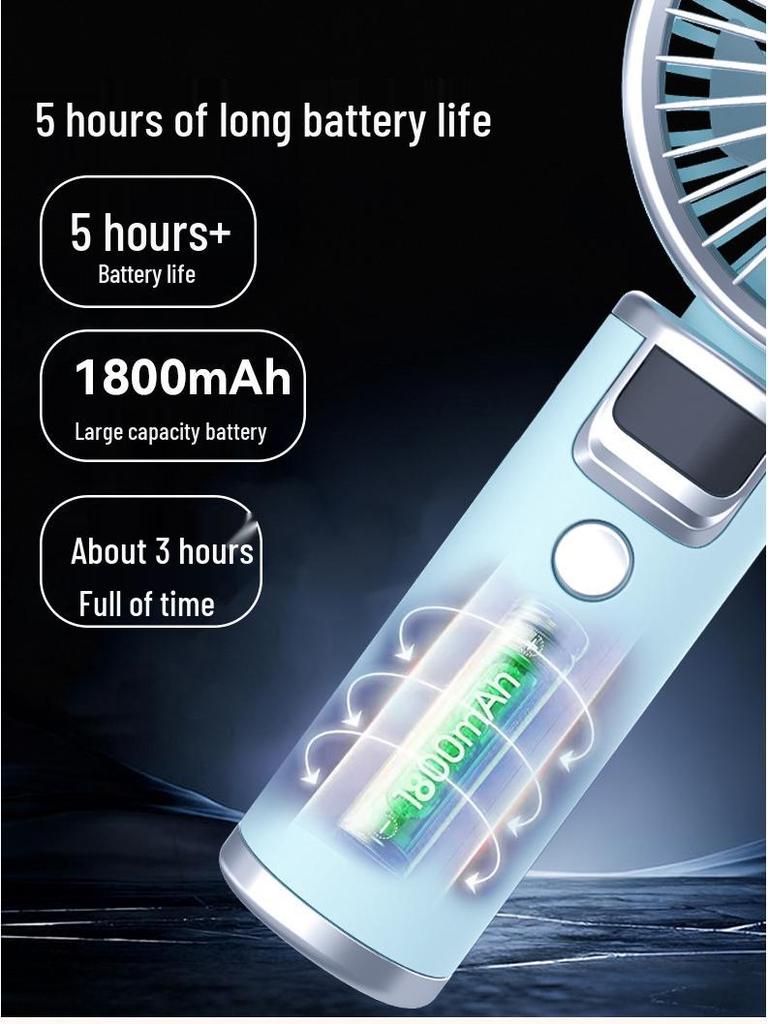 High-Speed Handheld USB Rechargeable Mini Fan with Digital Display