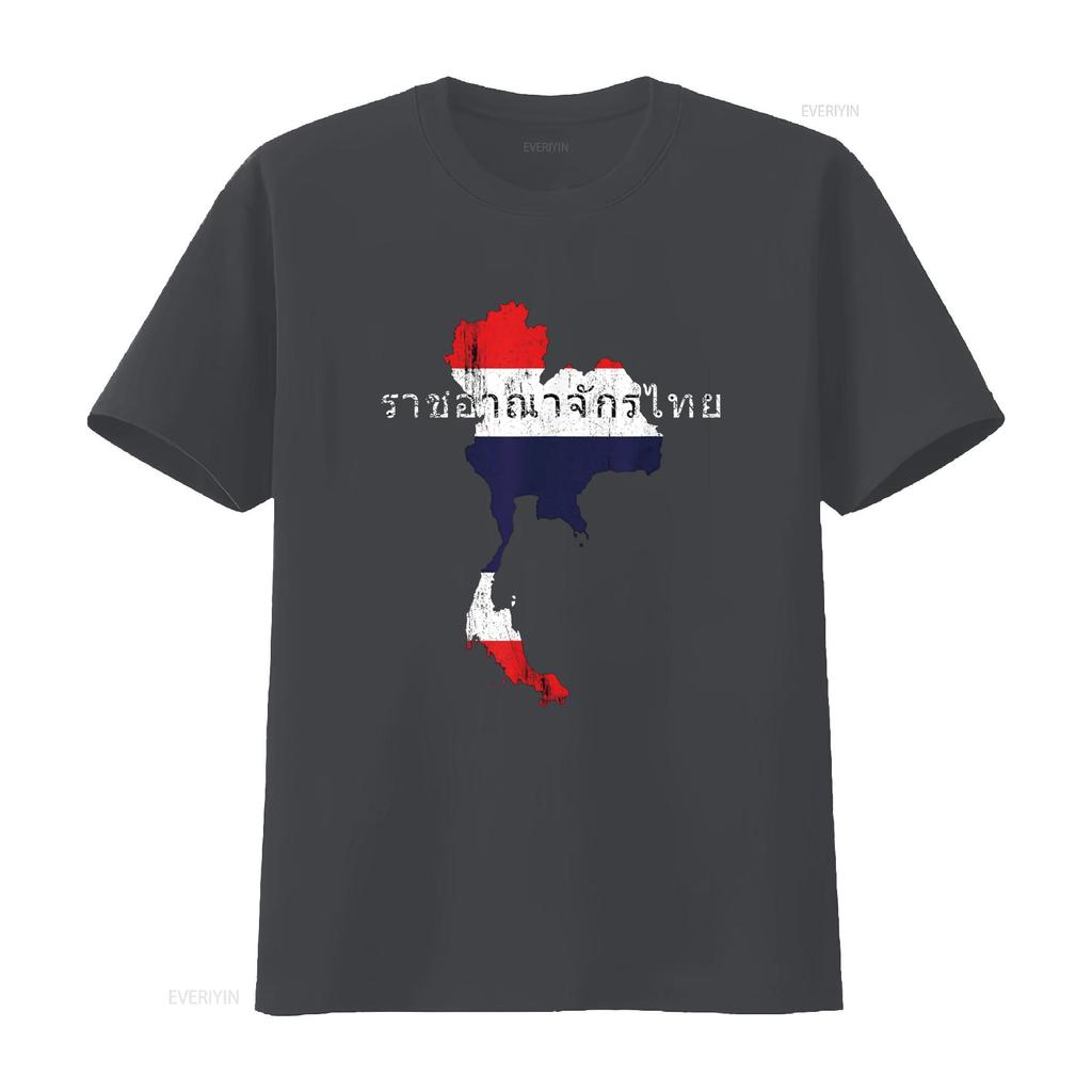 Thai Map and Flag Souvenir Distressed Thailand T Shirt vintage Washed Unisex Top For Everyday Wear Stylish streetwear Casual