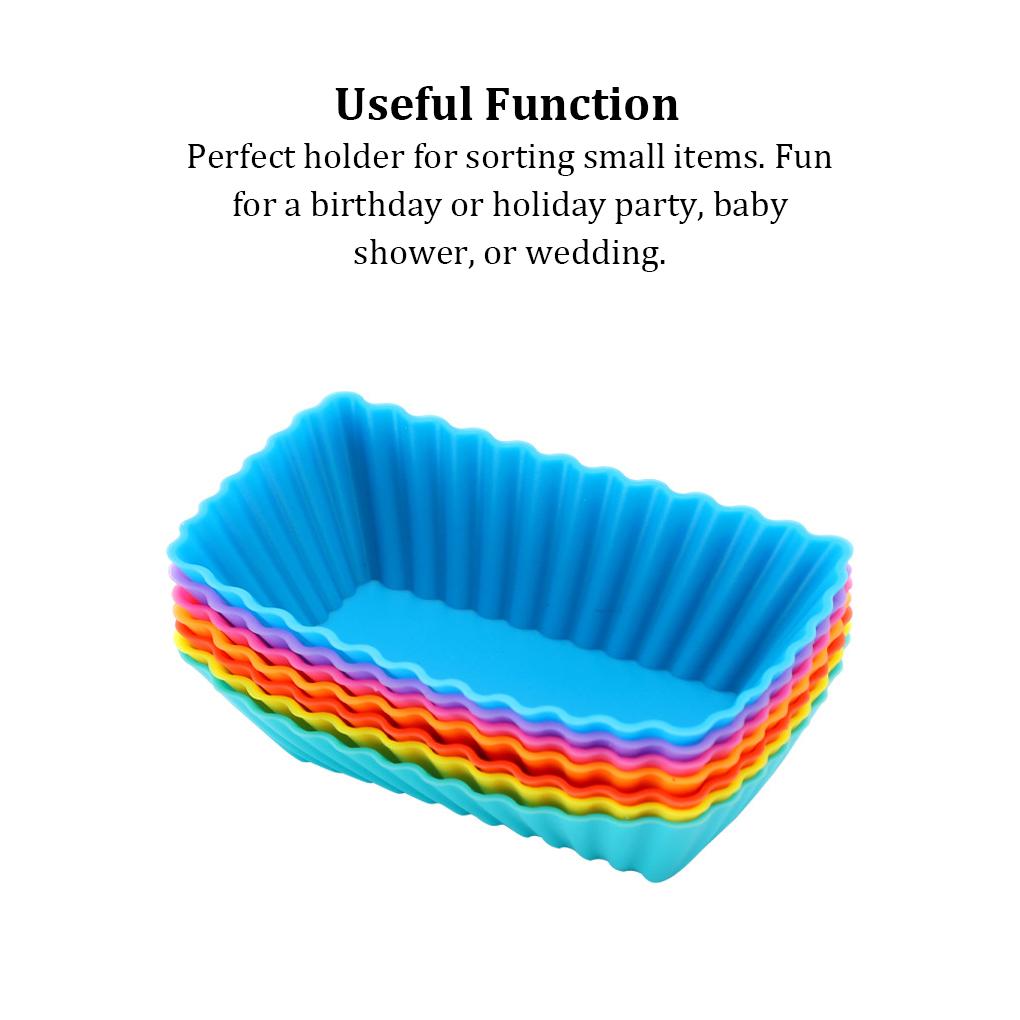 10Pcs Silicone Cake Mold Rectangular Pudding Baking Tools Reusable Cupcake Liners Kitchen Home Party Bakeware Accessories