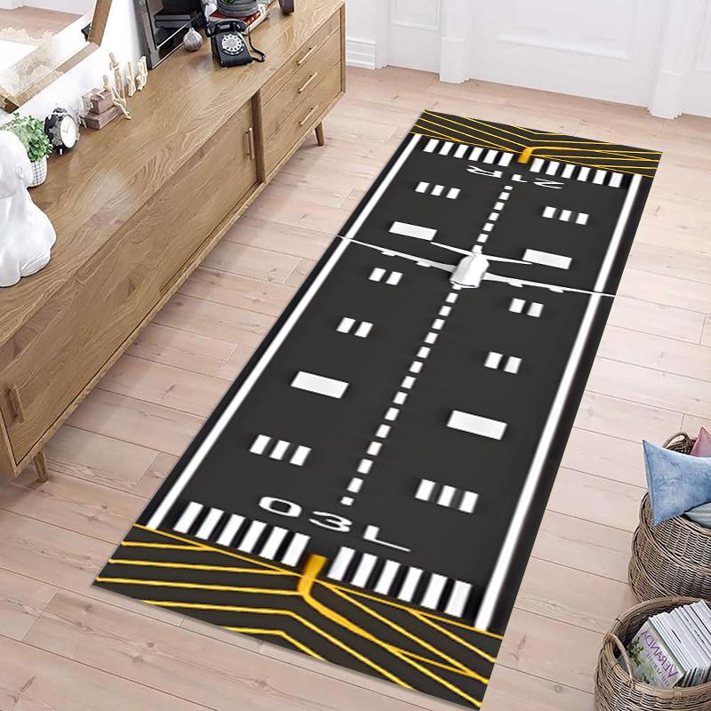 

3D Визуальный Коврик-дорожка Взлетно-посадочная полоса Самолет Коврик для Энтузиастов Авиации Прочный Устойчивый к Выцветанию Нескользящий Ковер для Прихожей 40X120CM
