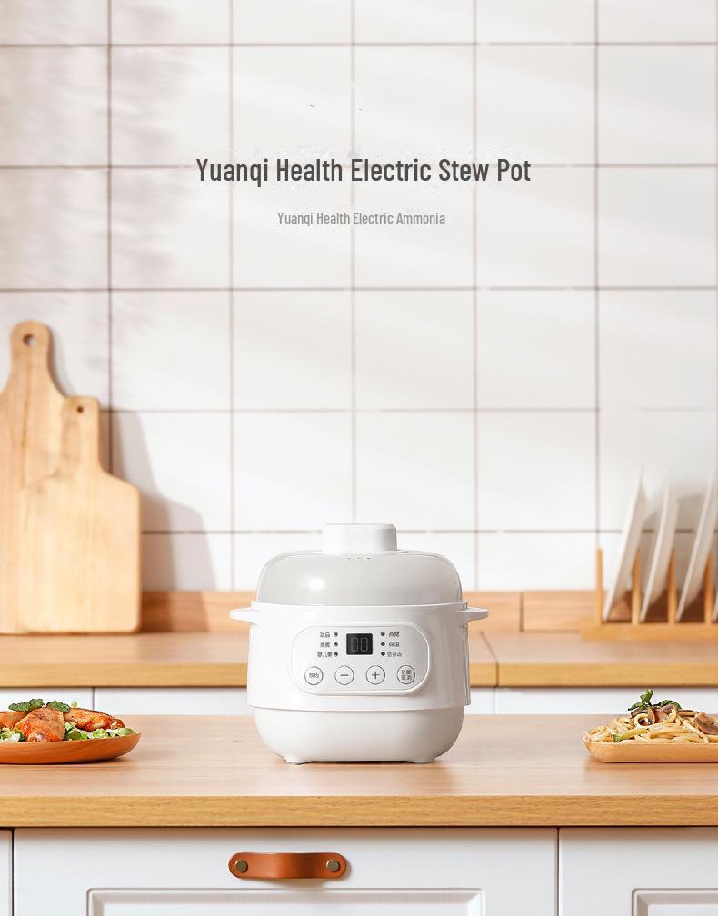 Electric Mini Ceramic Stew Pot with Timer - Auto Health Bird's Nest Steamer & Home Gift