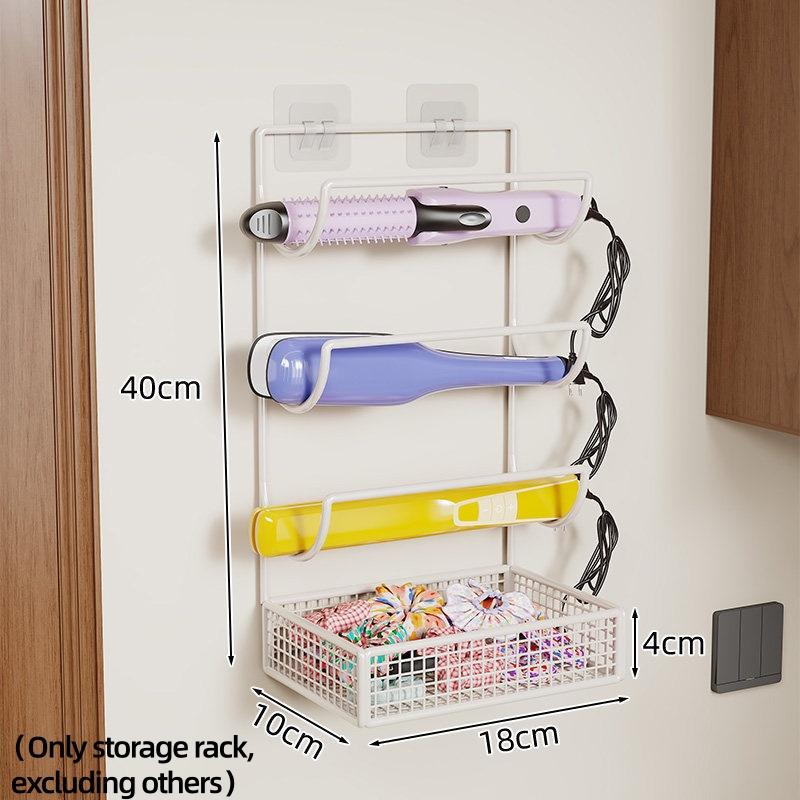 Wall-Mounted Hair Dryer And Curling Ironwork Material Holder No Drilling Required Rustproof Perfect For Bathroom Beauty Salon