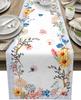 Spring Daisy Sunflower Flowers Linen Table Runner Party Decor Reusable Farmhouse Kitchen Dining Table Runner Wedding Decorations