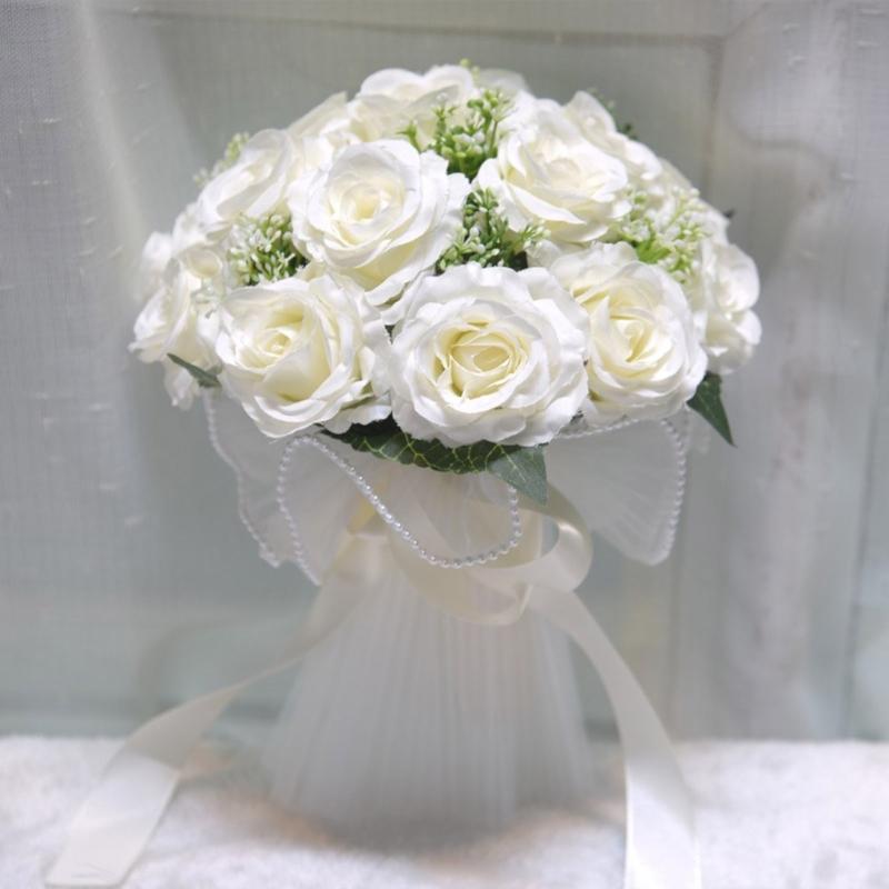 Realistic Multicolor Rose Bouquet Romantics Bridesmaids Flower Arrangement for Wedding Ceremony