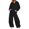 Unisex Lockere Passform Reißverschluss Hoodie mit und Weiter Bein Jogginghose 2-teiliges Trainingsanzug Set Farbe Sportbekleidung