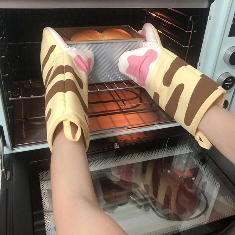1pc Cute Cat Paws Oven Mitts Cat Claw Baking Oven Gloves Anti-scald Microwave Heat Resistant Insulation Non-slip Cat Paw Gloves