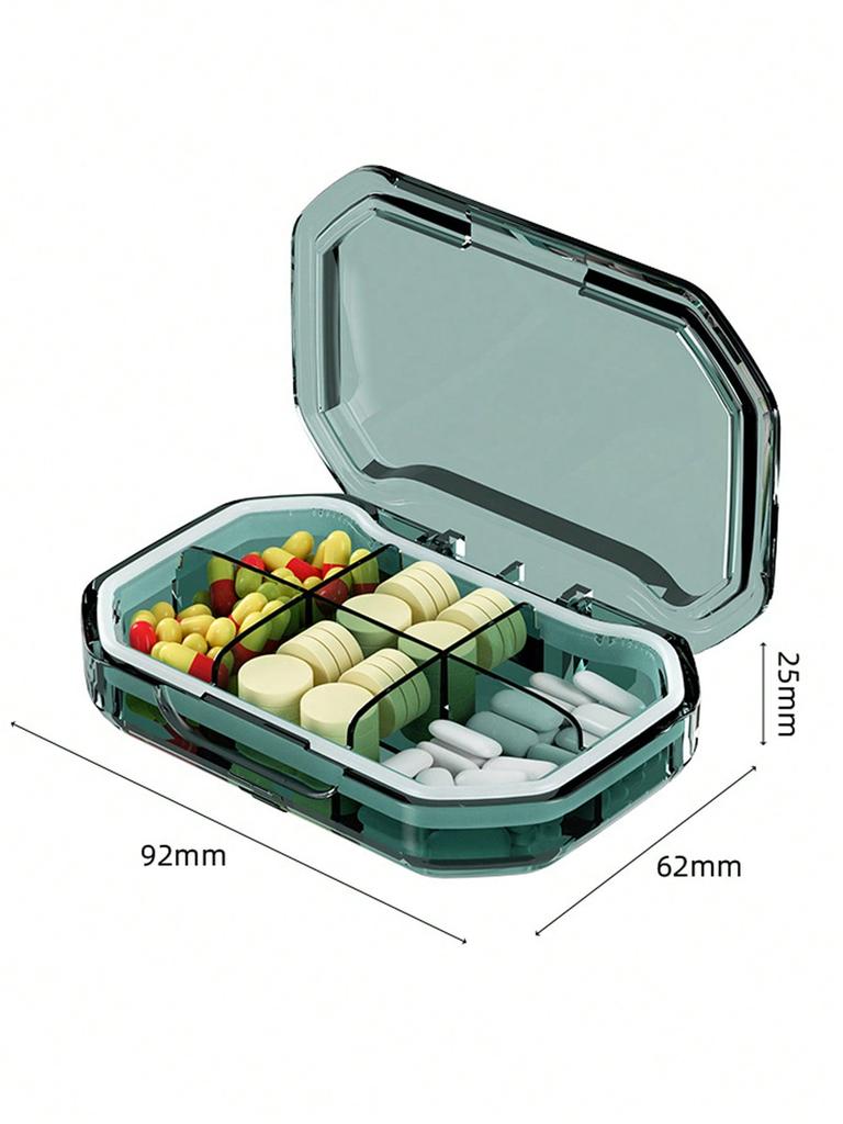1Pc Portable 4/6 Compartment Pill Storage Container for Daily Medication Moisture-proof Sealing