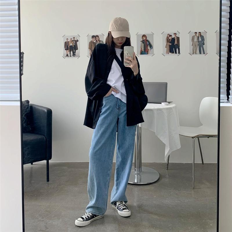 Koszula oversize Damska letnia szykowna kardigan Lantern Sleeve Biała koszula z długim rękawem Top na co dzień