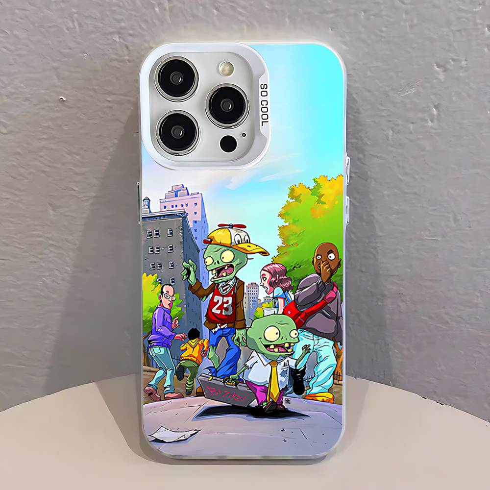 P-Plants Vs Zombies Game Phone Case For iPhone 12,16,17,14,13,15,11,Pro,XS,Max,Plus,Mini,SE4,E White Matte Shockproof Cover