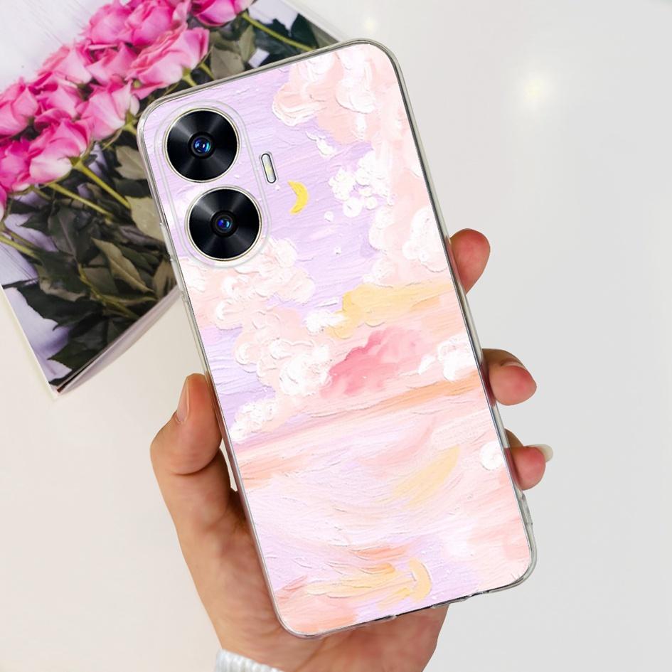 For Realme C55 Case RMX3710 Transparent Cover Fashion Patterns Soft Silicone Phone Cases For Realme C55 4G C 55 RealmeC55 Fundas
