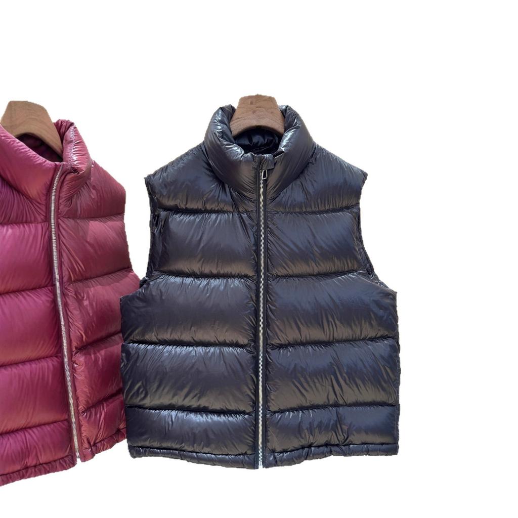 Winter new glossy leave-in waterproof stand-up collar down vest women's down thickened down jacket vest loose