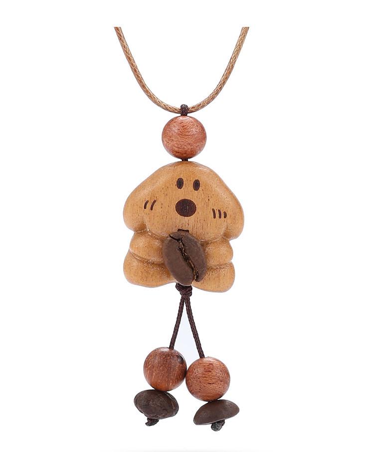 Wooden Coffee Bean Puppy Pendant Necklace - Light Luxury Accessory for Women