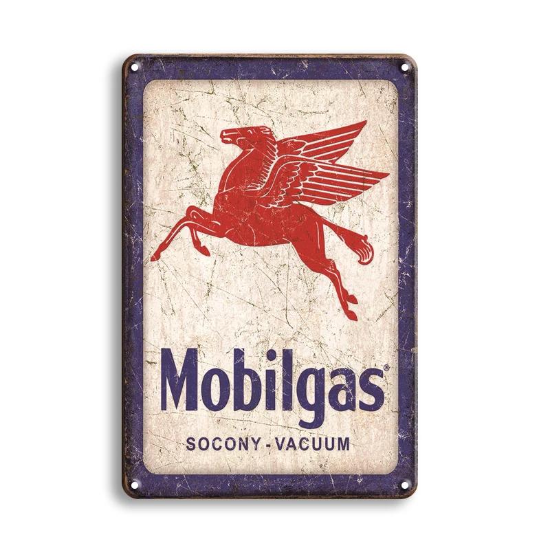 Vintage Decor Shabby Chic Metal Tin Signs Gulf Esso Agip Man Cave Wall Decoraion Motor Oil Garage Wall Stickers Gas Decor Pla