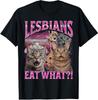 Lesben essen was?! Lustiges Katze Gay Pride LGBTQ Wortspiel Bootleg T-Shirt Herren Damen T-Shirts Top