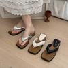 2025 Beach Shoes Slope Heel Wind Pinch Feet New Cool Slippers Square Head Holiday Flip-flops Women's Summer Wear Silver