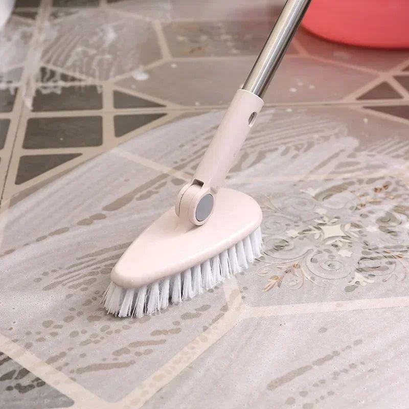 Multi-purpose Stiff-bristle Floor Brush With A Long Plastic Handle One Size розовый