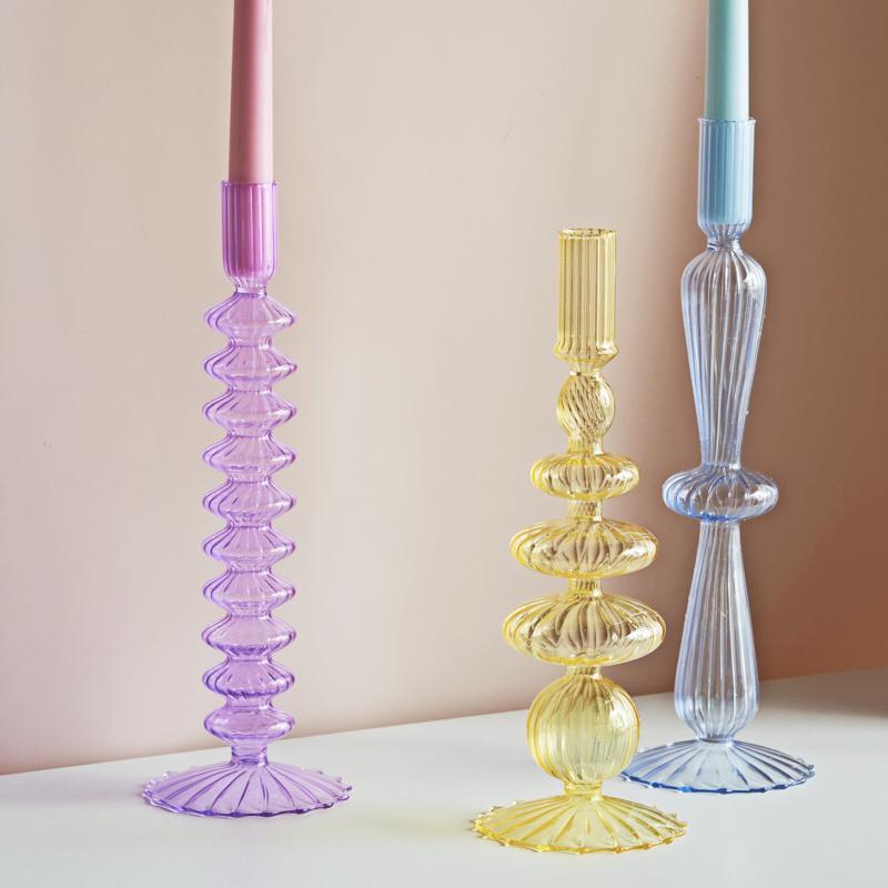 Glass Candle Holders Nordic Decor Taper Candle Holder Candlesticks for Home Wedding Room Decoration Party Vase Home Decor