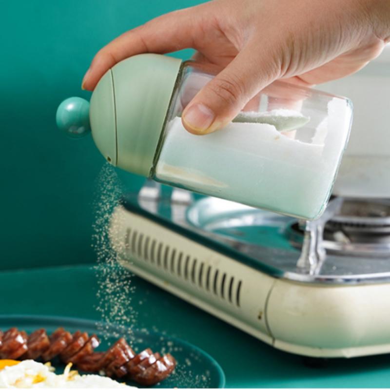 Kitchen Seasoning Storage Box Round Spice Jar With Lid Spoon Seasoning Bottle Condiment Box Sealed Box Kitchen Essential