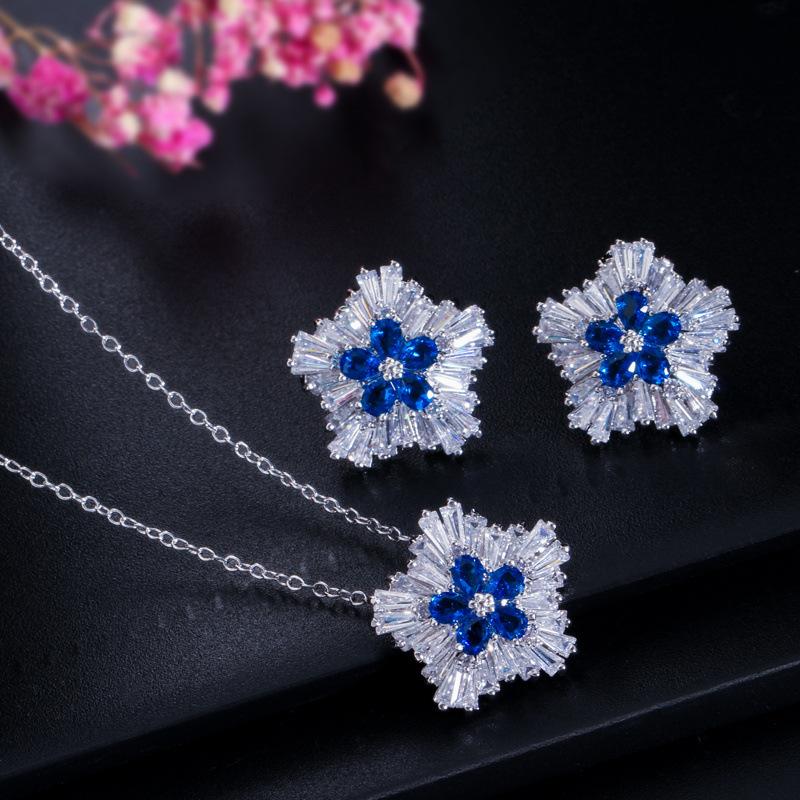 Zircon Crystal, Jewelry Necklace, Earrings, Stud Earrings Set, Two-Piece Set.