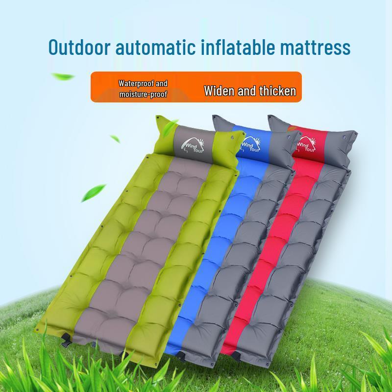 Single Outdoor Inflatable Sleeping Pad - Waterproof, Thickened Mat for Beach, Picnic, Tent, or Lunch Breaks