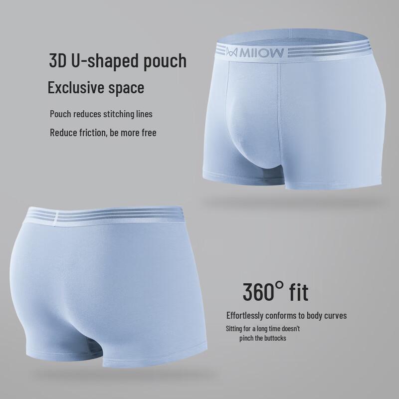 Mao Ren Men's 4-Pack Cotton Antibacterial Boxer Briefs