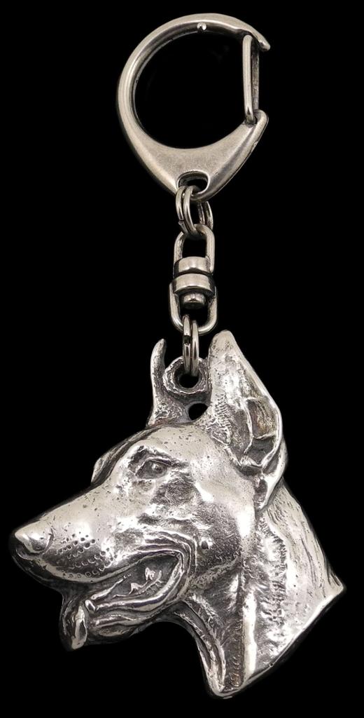 Dobermann, Doberman Pinscher, Dobie I - Silver-plated Key Ring with Dog, Handbag Decoration, Backpack Pendant by Art-Dog Brand