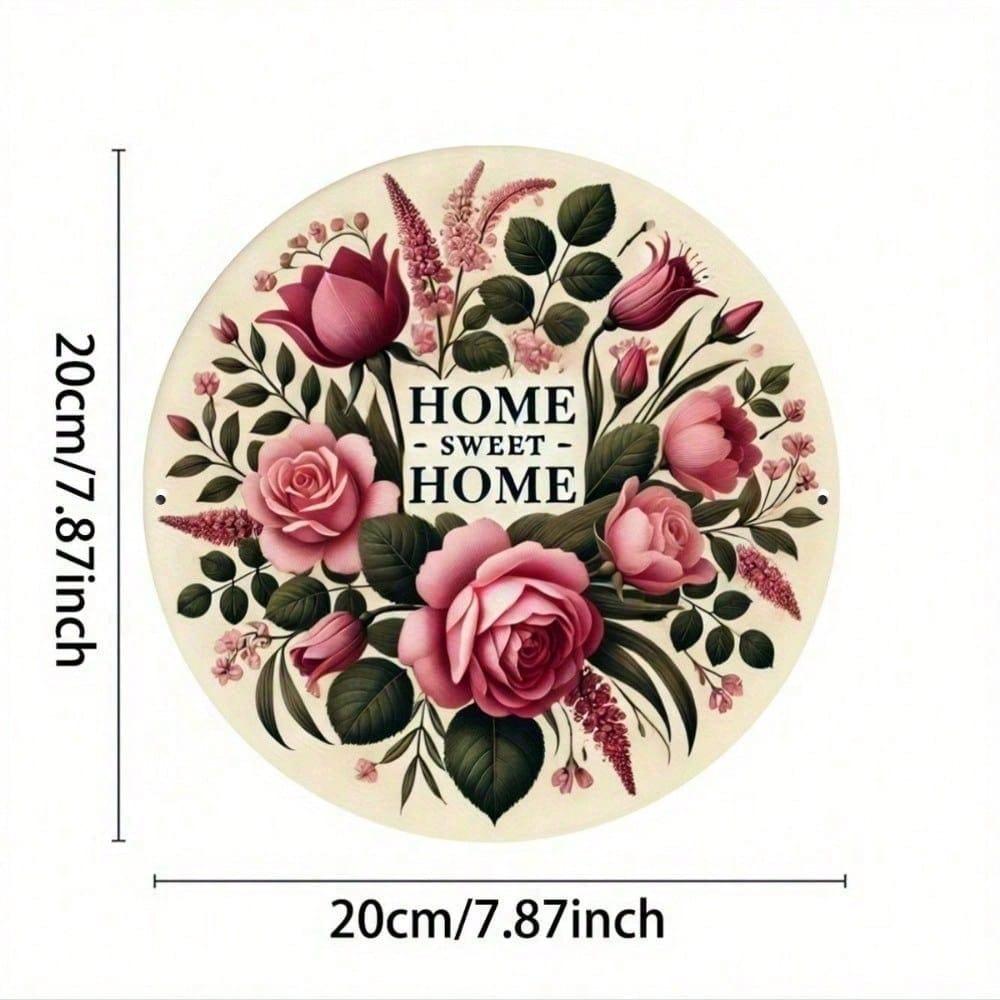 Home Sweet Home Tulip Engraved Metal Sign Rustic Country Iron Plaque Durable Waterproof Wall Decor for Indoor Outdoor