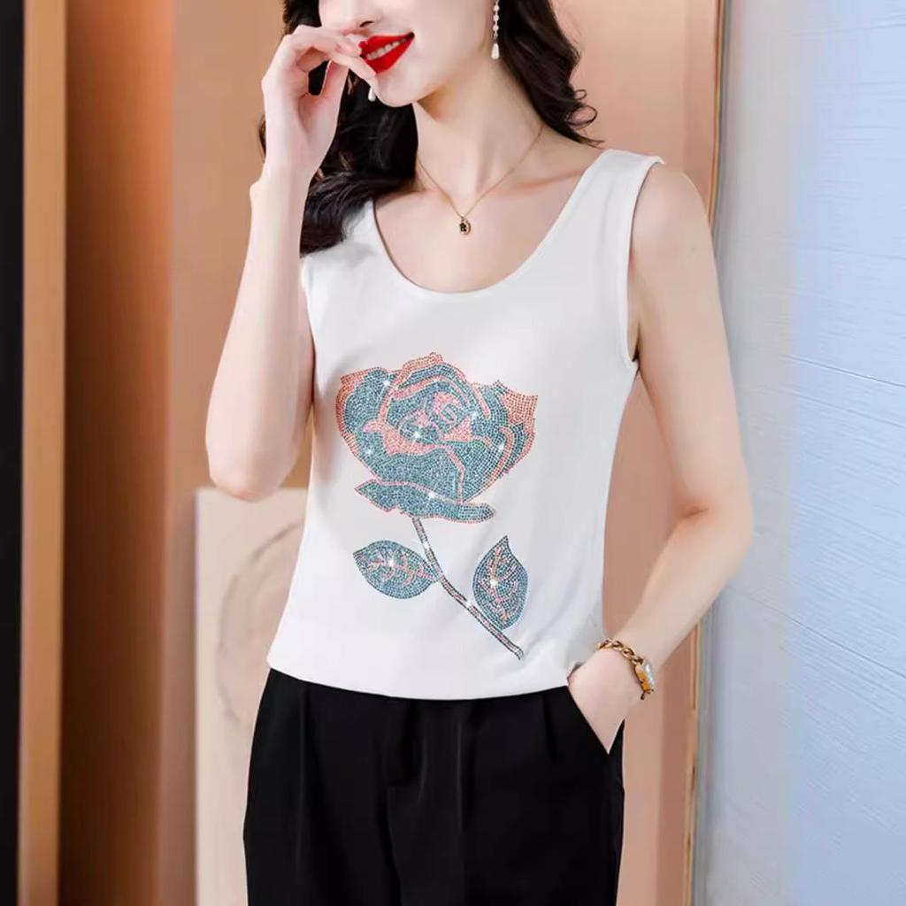 Women's Diamond Camisole: Slim Fit, Large Size, Elastic, Sleeveless Vest for Spring and Summer