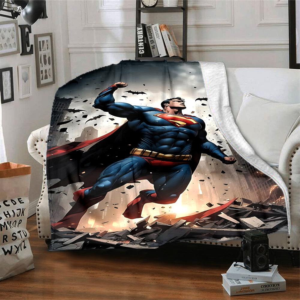 1pc Superman, Cityscape Flannel Blanket Soft Warm Throw for Home, Office, Travel, All-Season Cozy Bedding Gift L1422