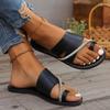 European and American Foreign Trade Large Size Flat-bottomed Slippers 2024 Autumn New Round Head Light Cover Toes Casual Wear Cool Slippers Women