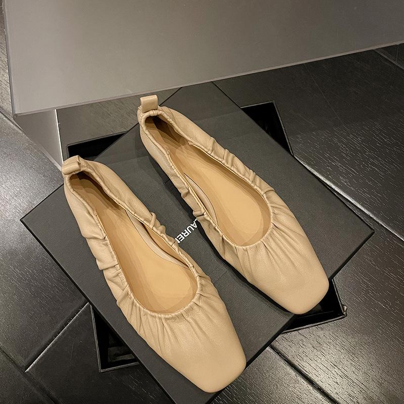 Soft! Huge Easy To Wear~ Huge Comfortable~ Folded Lambskin Single Shoes 2025 One-pedal Doudou Shoes Women's Comfort