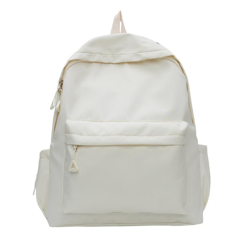 Simple Student Backpack With Simple Solid Color Shoulder Strap Letter Print For School белый