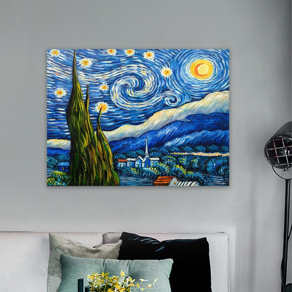 Van Gogh Starry Night Poster Van Gogh Starry Night Over the Rhone Print Van Gogh Sunflowers Reproduction Canvas Painting Decor