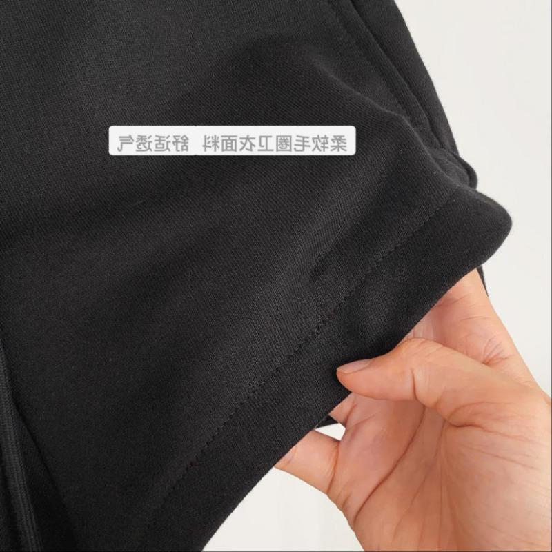 Long Gray Sports Shorts Show Legs Women Wear Loose Side Slit Wide-leg Pants High Waist Drawstring In Summer